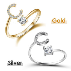 Jewelance™ InitialRing 1+1 GRATIS: Mode Delicate Zircon Steen Voorletter Ring