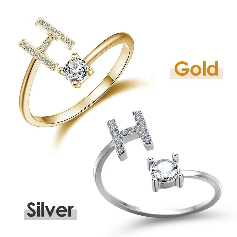 Jewelance™ InitialRing 1+1 GRATIS: Mode Delicate Zircon Steen Voorletter Ring