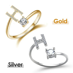 Jewelance™ InitialRing 1+1 GRATIS: Mode Delicate Zircon Steen Voorletter Ring