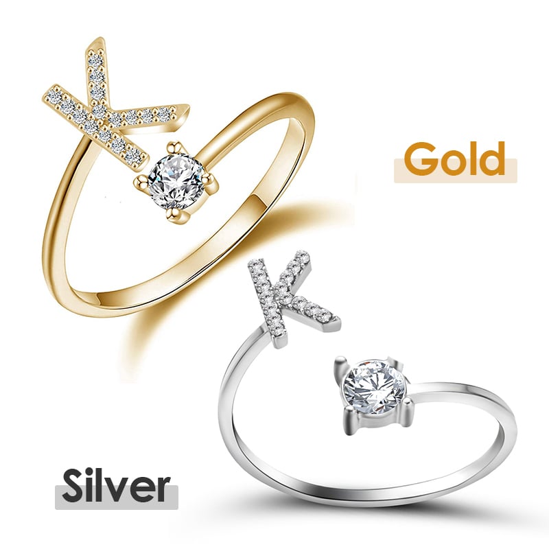 Jewelance™ InitialRing 1+1 GRATIS: Mode Delicate Zircon Steen Voorletter Ring