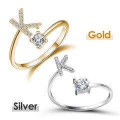 Jewelance™ InitialRing 1+1 GRATIS: Mode Delicate Zircon Steen Voorletter Ring