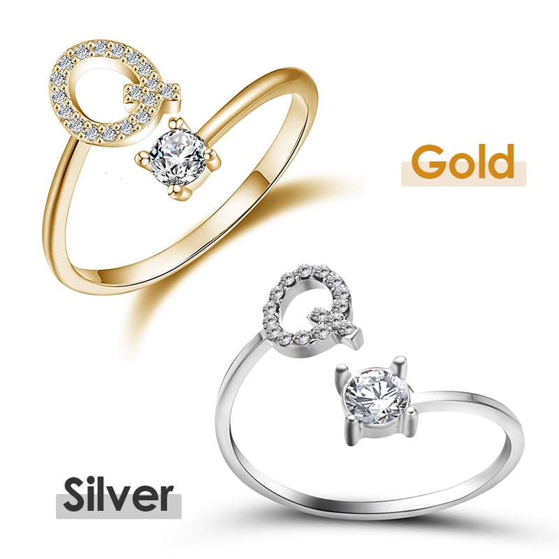 Jewelance™ InitialRing 1+1 GRATIS: Mode Delicate Zircon Steen Voorletter Ring