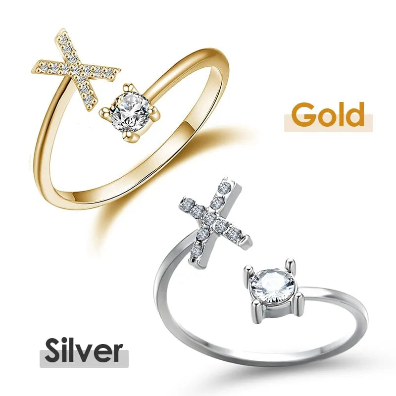 Jewelance™ InitialRing 1+1 GRATIS: Mode Delicate Zircon Steen Voorletter Ring