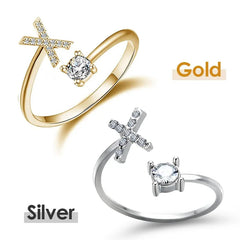 Jewelance™ InitialRing 1+1 GRATIS: Mode Delicate Zircon Steen Voorletter Ring