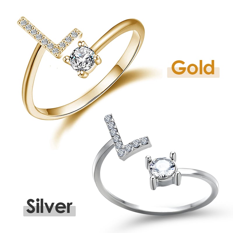 Jewelance™ InitialRing 1+1 GRATIS: Mode Delicate Zircon Steen Voorletter Ring