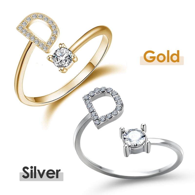 Jewelance™ InitialRing 1+1 GRATIS: Mode Delicate Zircon Steen Voorletter Ring