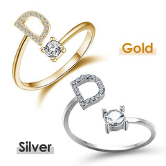 Jewelance™ InitialRing 1+1 GRATIS: Mode Delicate Zircon Steen Voorletter Ring
