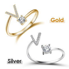 Jewelance™ InitialRing 1+1 GRATIS: Mode Delicate Zircon Steen Voorletter Ring