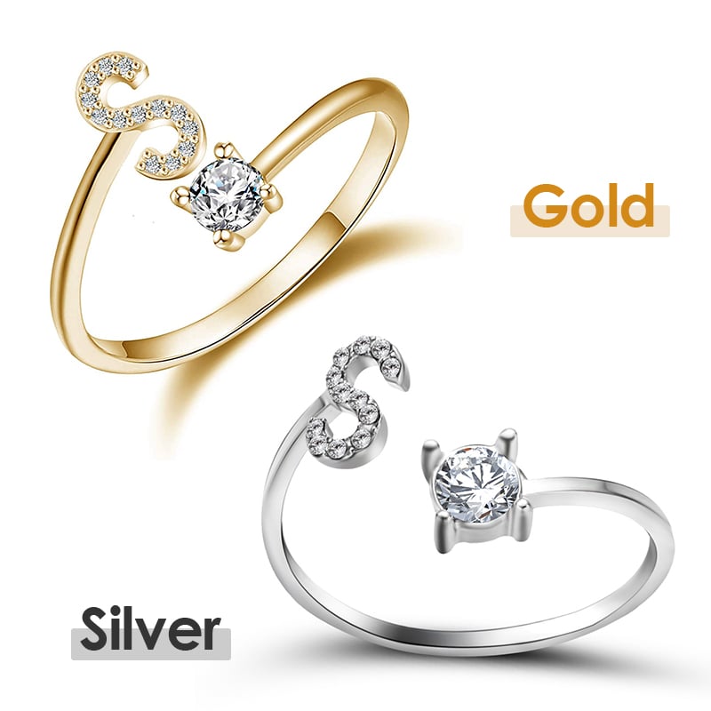 Jewelance™ InitialRing 1+1 GRATIS: Mode Delicate Zircon Steen Voorletter Ring