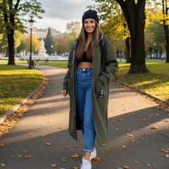 Icone™ OversizedCoat - Stijlvolle Casual Lange Rits-Omhoog Extra Groot Jas Met Capuchon