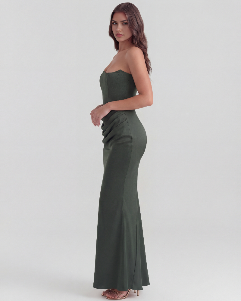 Icone™ VelvetDress: Strapless Maxi Elegante Bodycon Stijl Fluwelen Jurk