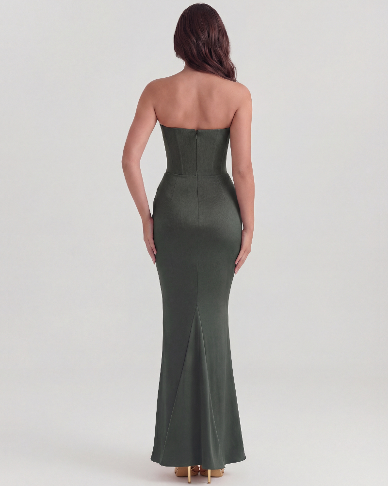 Icone™ VelvetDress: Strapless Maxi Elegante Bodycon Stijl Fluwelen Jurk