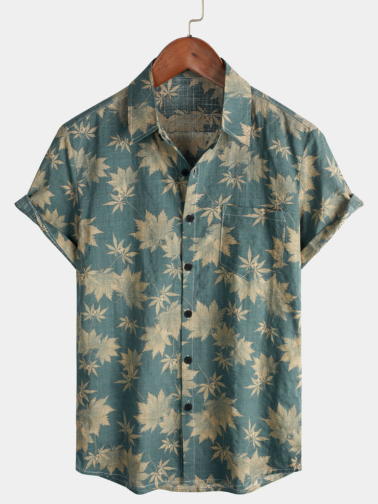 Icone™ VersatileShirt: Heren Veelzijdig Patroon Kort Mouw Knop Omlaag Shirt