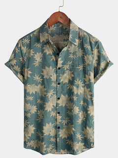 Icone™ VersatileShirt: Heren Veelzijdig Patroon Kort Mouw Knop Omlaag Shirt