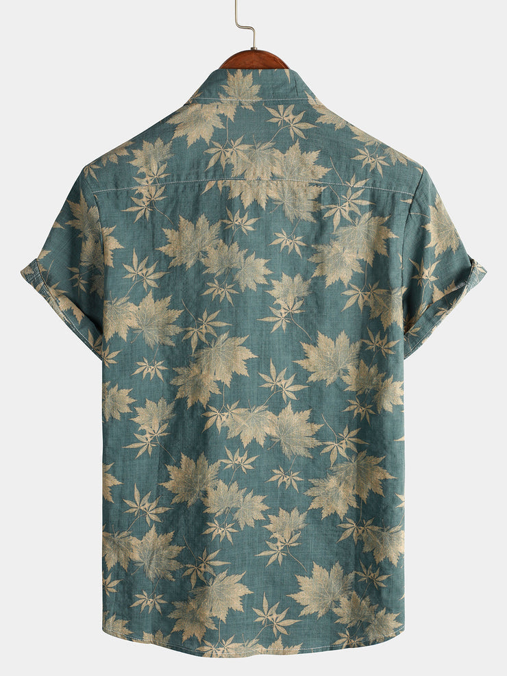 Icone™ VersatileShirt: Heren Veelzijdig Patroon Kort Mouw Knop Omlaag Shirt