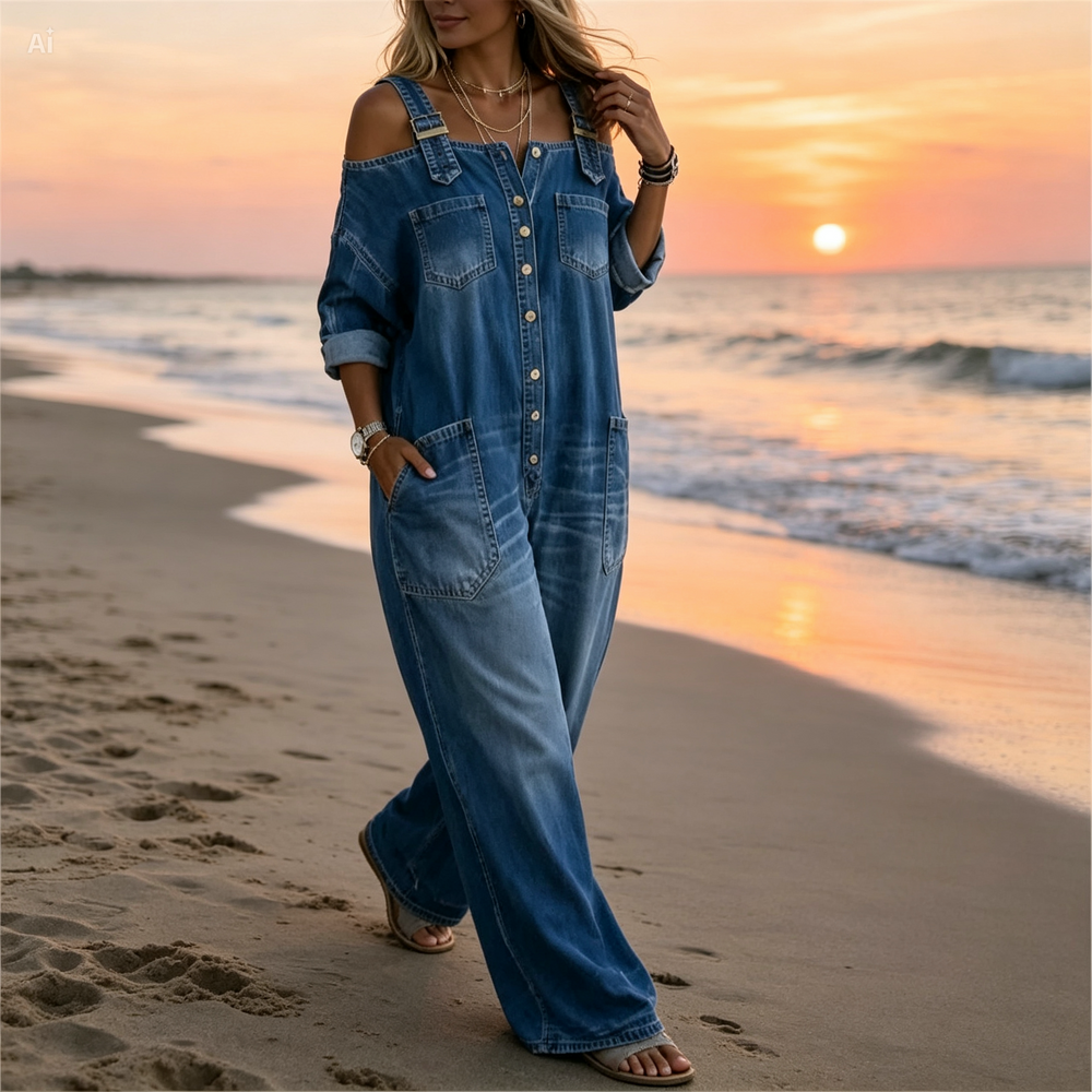 Icone™ DenimJumpsuit - Comfortabele Klassieke Losse Pasvorm Denim Jumpsuit