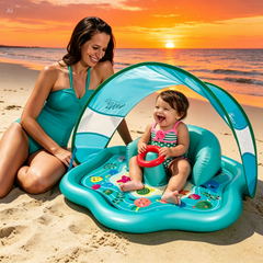 Kletshuts™ WaterMat - Opblaasbare Baby Plons Speelmat Met Luifel