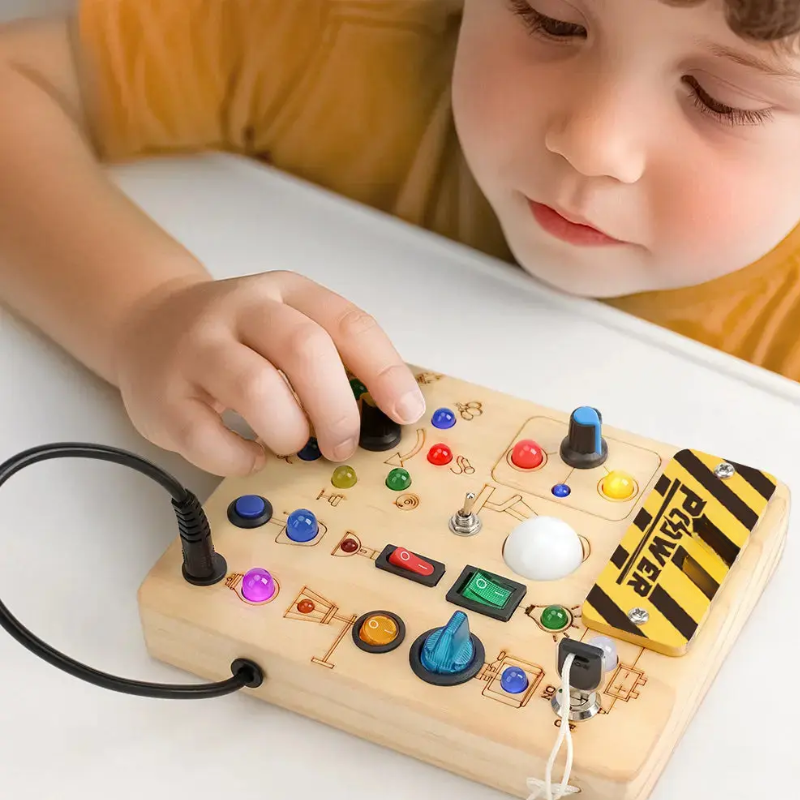 Kletshuts™ SensoryBoard - Montessori Sensorisch Bord Met Lichten En Schakelaars