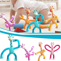 Kletshuts™ StretchyGiraffe: Telescopisch Rekbaar Giraffe Speelgoed Met Zuignap