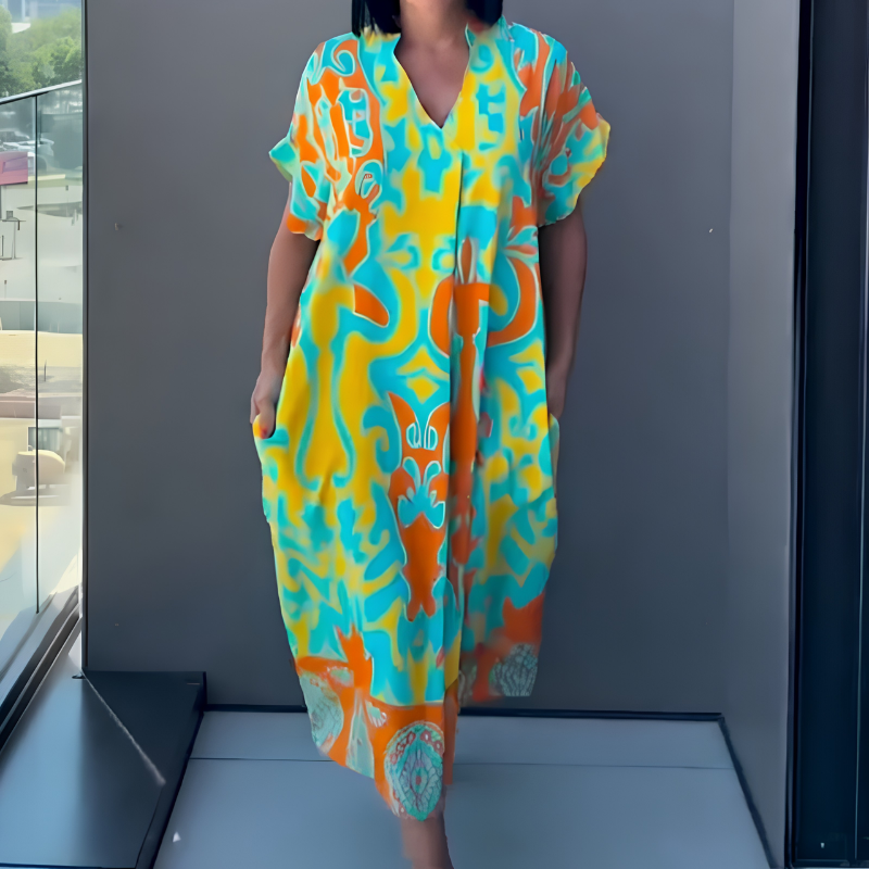 Icone™ RelaxedDress - Toevallig Losse Diepe V-Hals Comfortabele Ontspannen Jurk