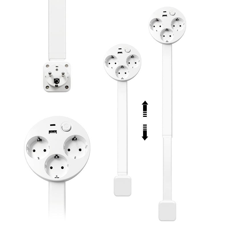 Globetrek° PowerHub: Verstelbare Multi Socket Verlengkabel En USB Hub