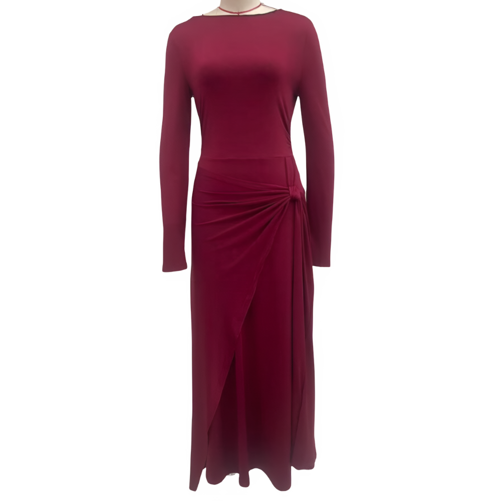Icone™ MaxiDress: Zij-Knoop Wikkel Slank-Pasvorm Premium Lange Maxi Jurk