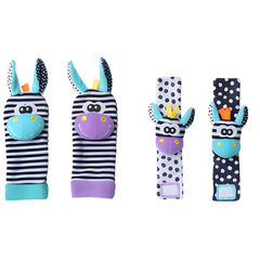 Kletshuts™ RattleToy 1+1 GRATIS: Zachte Dierlijke Baby Pols En Voet Sokke Rammelaa Speelgoed Set