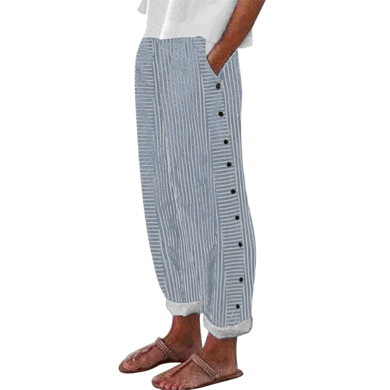 Icone™ StripePants: Comfortabele Mode Stripe Broek Met Zakken