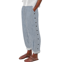 Icone™ StripePants: Comfortabele Mode Stripe Broek Met Zakken