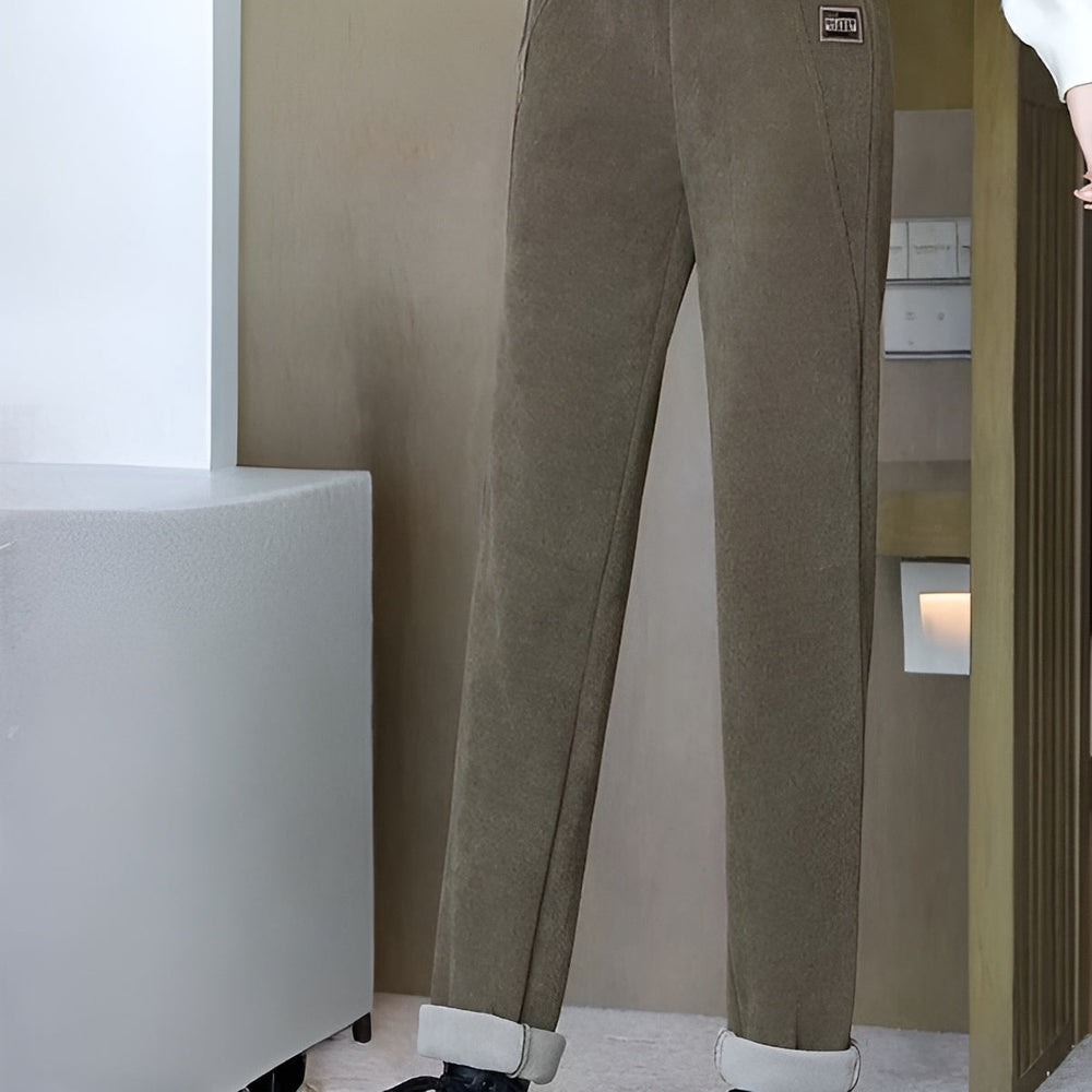Icone™ WarmTrousers: Vrouwen Stijlvolle Hoge Taille Slanke Pasvorm Warme Broek