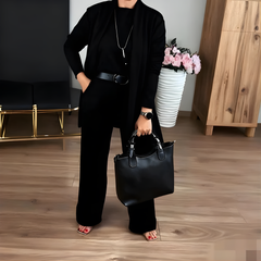 Icone™ ClassySet: Stijlvol Dames 3-Delig Lang Cardigan En Broek Chique Set