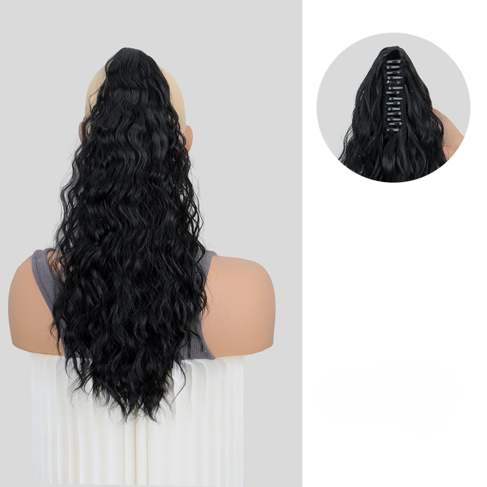 Rose® HairExtension: Klem-Op Lang Krullend Volumineus Haar Extension Paardenstaart