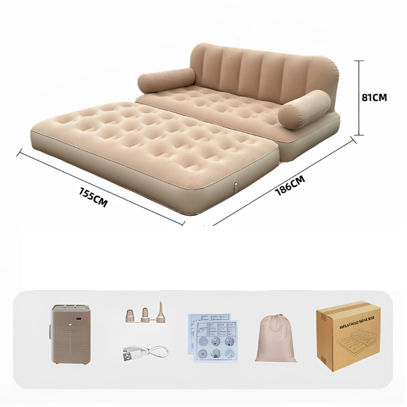 UltiFurni® RestLounge: Converteerbare 2-in-1 Snelle Opzet Opblaasbare Rust Lounge Sofa Bed