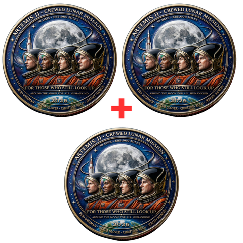 TributeCoin 1+2 GRATIS - Artemis II Lunar Missie Eerbetoon Munt