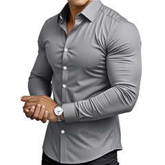 Icone™ ClassicPolo: Heren Lang Mouw Knoop- Omlaag Klassiek Polo Shirt