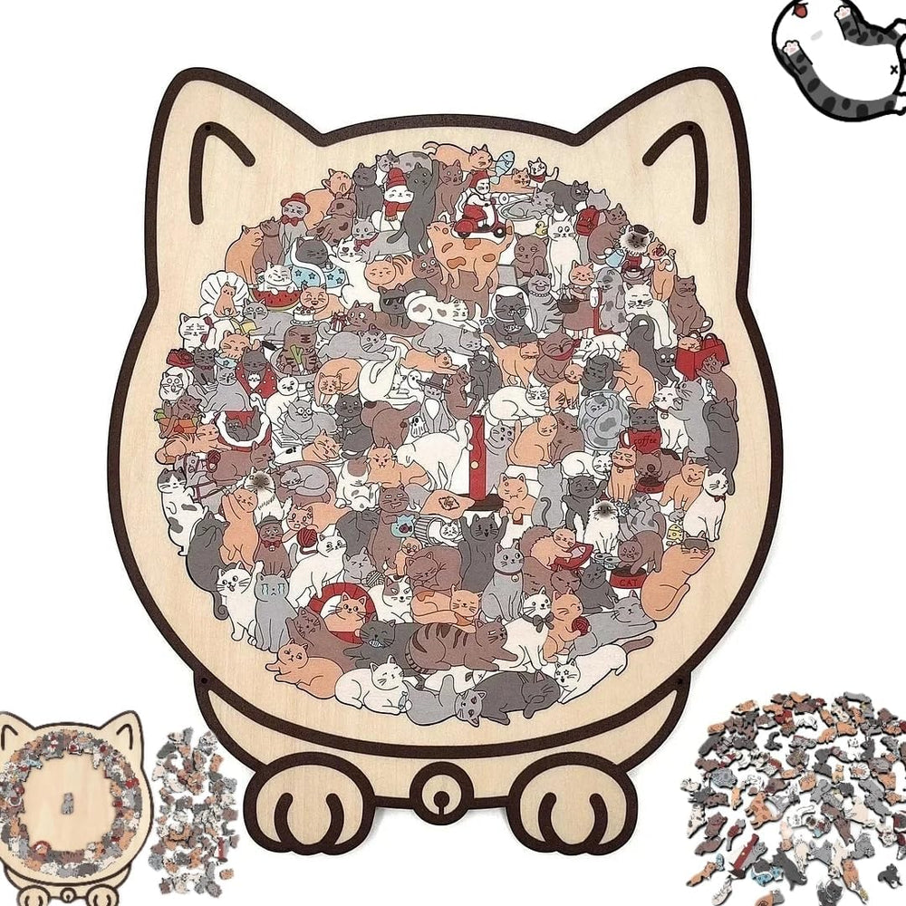 Kletshuts™CatPuzzle: Uniek Kat Puzzel Kleurrijk Houten Dier Legpuzzel