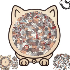 Kletshuts™CatPuzzle: Uniek Kat Puzzel Kleurrijk Houten Dier Legpuzzel