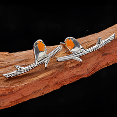 Jewelance™ BirdEarrings 1+1 GRATIS: Mode Roodborstje Vogel Neergestreken Op Een Takje Stud Oorbellen