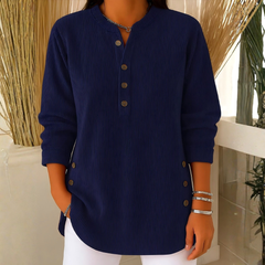 Icone™ CasualBlouse: Effen Kleur Stijlvolle Knopen Toevallig Bloes