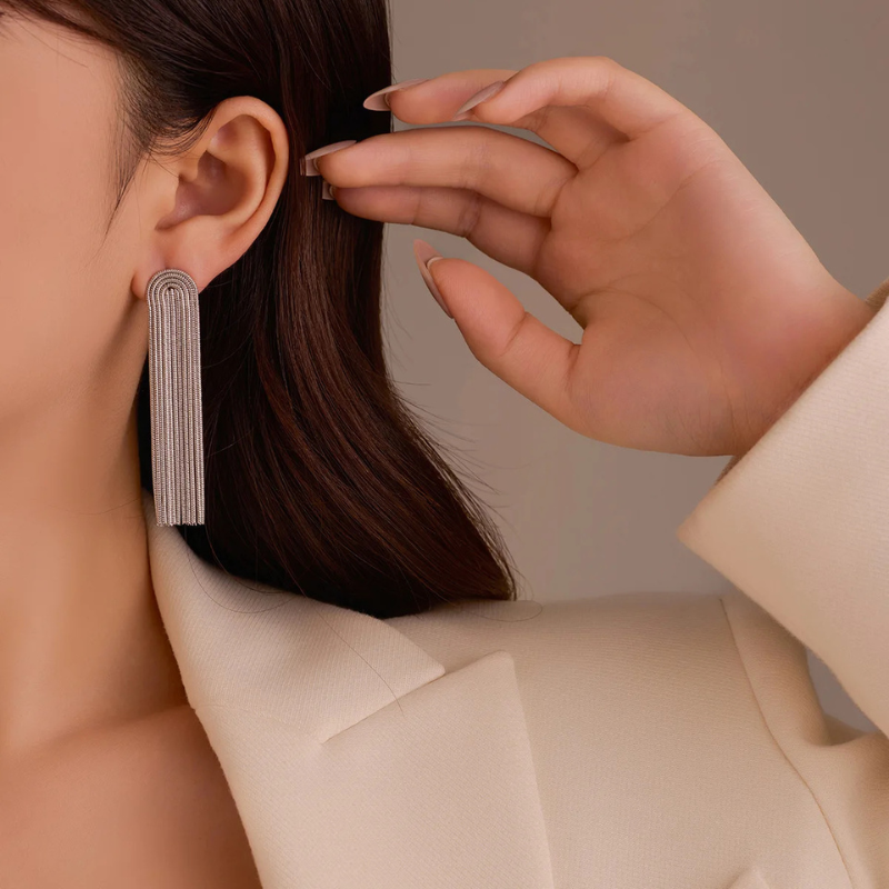 Jewelance™ TasselEarrings: Chique Tassel String Stud Oorbellen