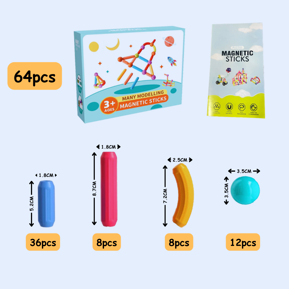 Kletshuts™ MagnetSticks: Duurzame Educatieve Bouw Magnetische Stokken