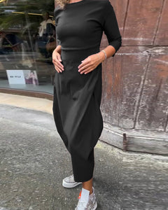Icone™ SleekDress: Minimalistische Lange Sleek Mouw Elegante Casual Fit Jurk