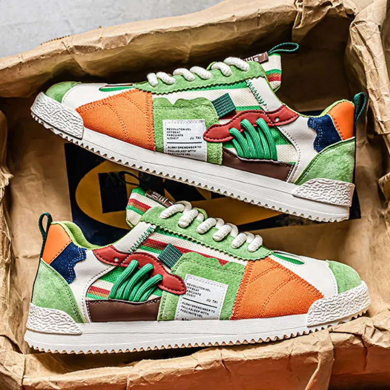 Happy™ PatchworkShoes: Mannen Stijlvolle Straatkleding Lapwerk Schoenen