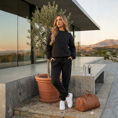 Icone™ ComfyChic: Premie Comfy Chic Wijd Been-Broek 3-Delige Set
