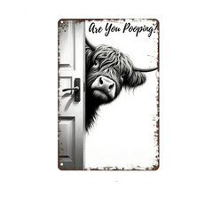 CowFrame™ – Grappig Rustiek Hoogland Koe Frame Badkamerbord