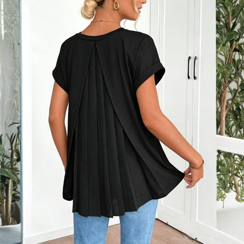 Icone™ SimpleTop - Eenvoudige Casual Ademend V-Hals Top Met Plissé Achterkant