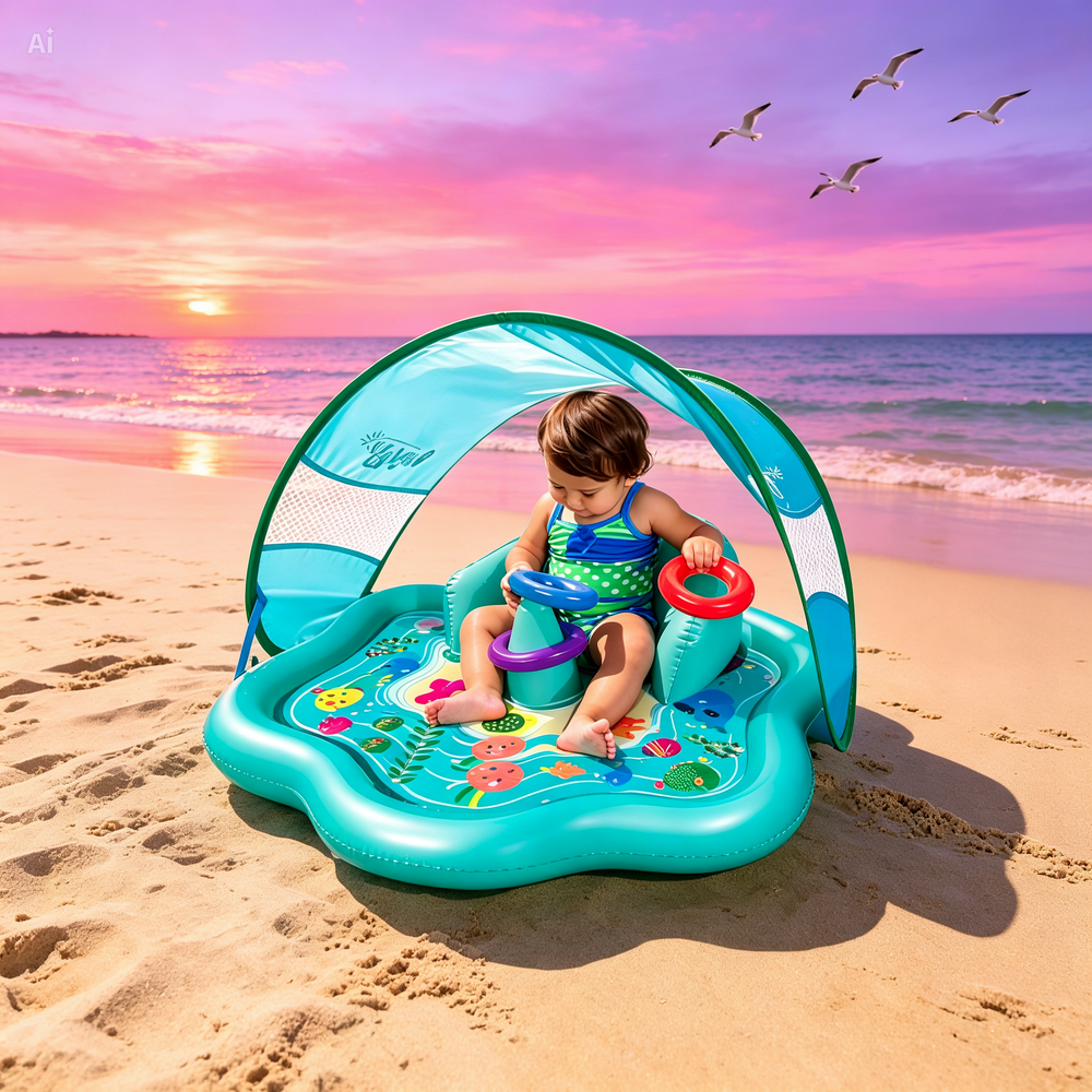 Kletshuts™ WaterMat - Opblaasbare Baby Plons Speelmat Met Luifel