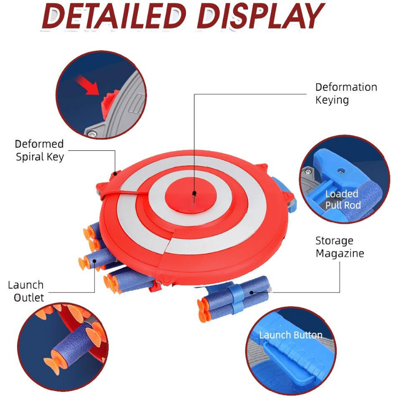 Kletshuts™ ShieldBlaster: Dart Schild Lanceerder Snel Vuur Pols Gemonteerd Blaster