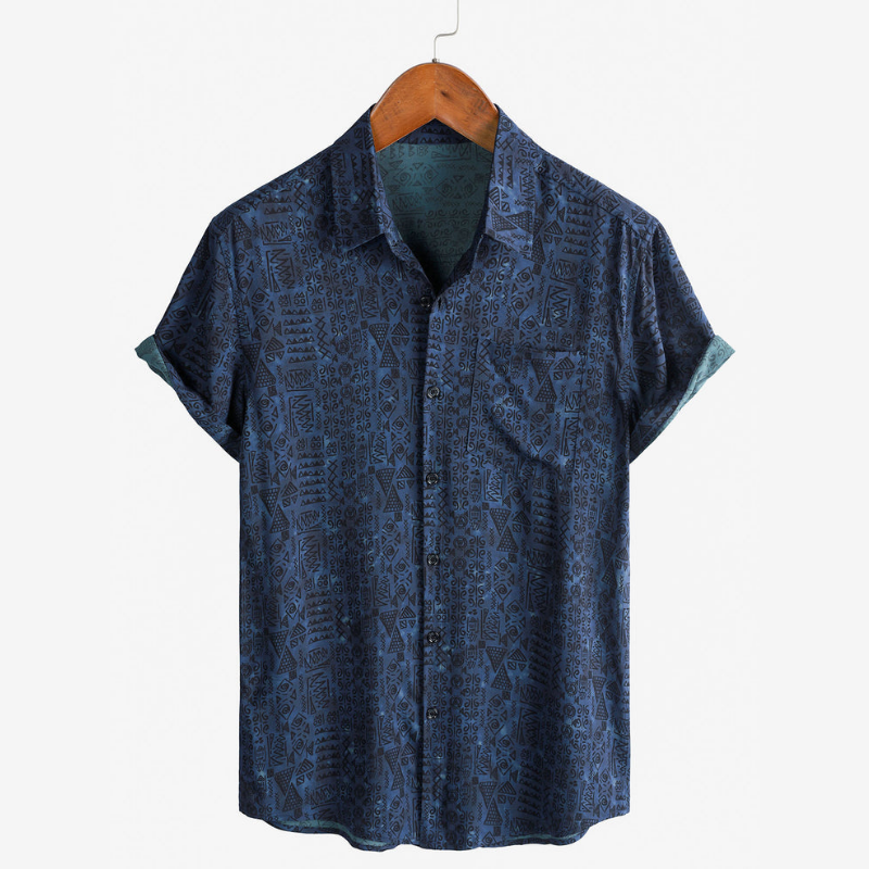 Icone™ VersatileShirt: Heren Veelzijdig Patroon Kort Mouw Knop Omlaag Shirt