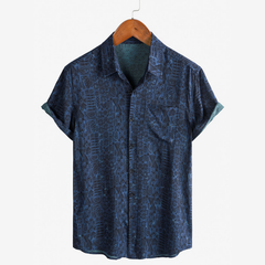 Icone™ VersatileShirt: Heren Veelzijdig Patroon Kort Mouw Knop Omlaag Shirt
